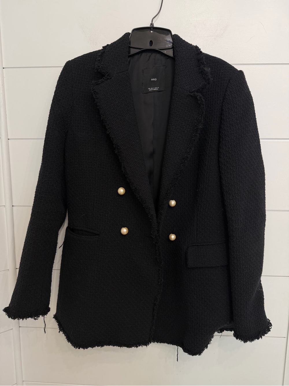 Mango Women's Black Quintin Tweed Blazer Jacket Size Small 36880 - Picture 7 of 15